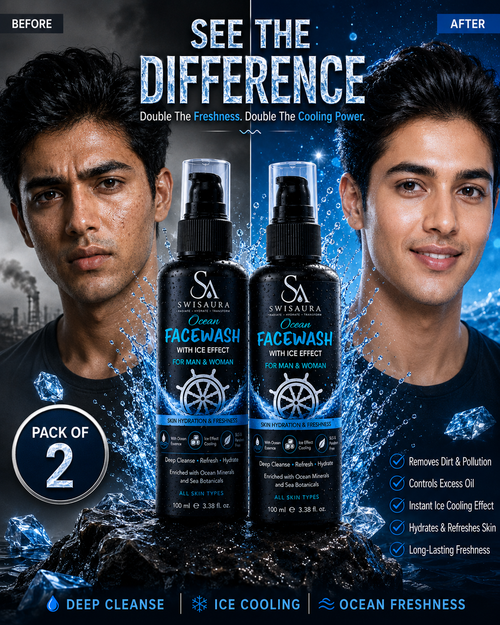 Ocean Facewash with Ice Effect — Pack of 2 | 100ml Each | For Men & Women